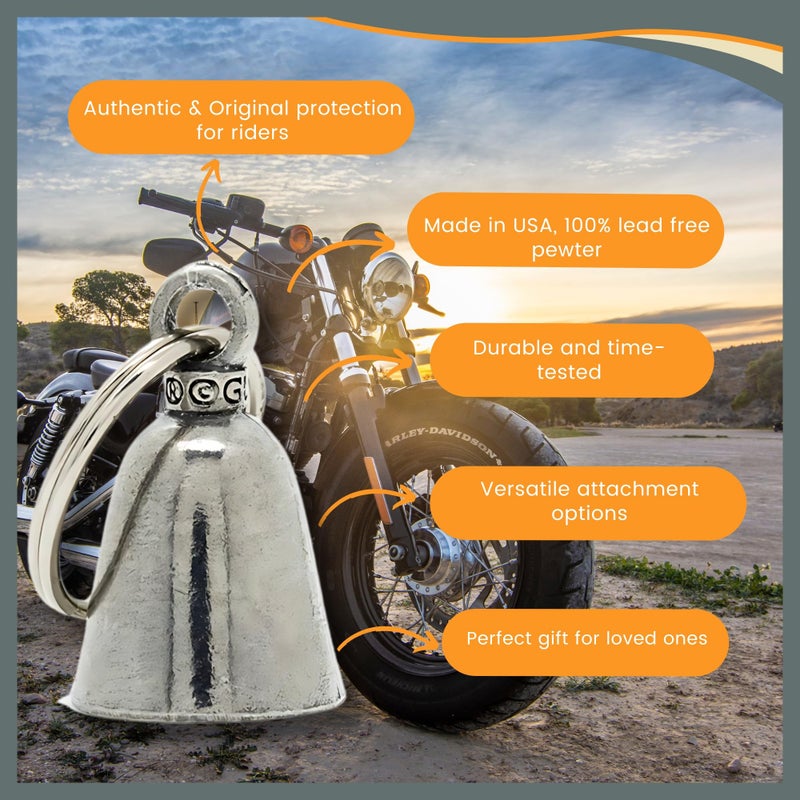 Guardian Bell Never Ride Faster Than Your Angel Can Fly Good Luck Bell w/Keyring & Black Velvet Gift Bag | Motorcycle Bell | Lead-Free Pewter | Good Luck Gift | Bike Bell | Made in USA - Image 4